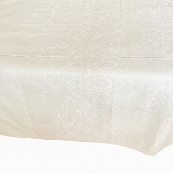 Damask Tablecloth Floral Polyester Cream Easy Care Rectangle 59x83 Dining Meals - Picture 7 of 9